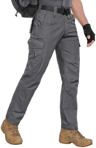 Men's Cargo Work Pants Ripstop Water Resistant Hiking Tactical Military Army Pants with Multi Pockets