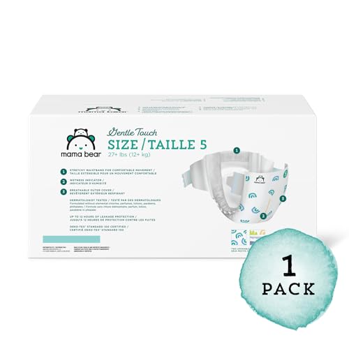 Amazon Brand - Mama Bear Gentle Touch Diapers, Hypoallergenic, Size 4, 148 Count, 4 Packs of 37, White
