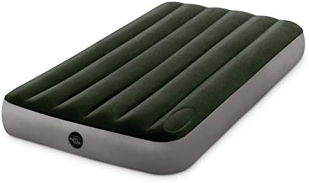 Intex 64761E Dura-Beam Standard Downy Air Mattress: Fiber-Tech – Twin Size – Built-in Foot Pump – 10in Bed Height – 300lb Weight Capacity