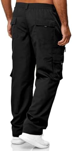 THWEI Mens Cargo Pants Casual Cotton Jogger Multi Pockets Outdoor Hiking Work Sweatpants