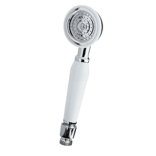 Taps2Traps® Victorian Style Traditional Shower Handset White & Chrome Bathroom Hand Held Or Fits Cradle + High Flow Shower Hose