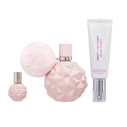 Ariana Grande Sweet Like Candy Limited Edition Holiday Set – Includes Eau de Parfum, Hand and Body Cream, and Deluxe Mini Parfum