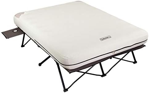 Coleman Queen-Size Airbed Cot Combination, Folding Air Mattress with Steel Frame & Side Table, Battery Pump Included