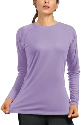 isnowood Women's Sun Protection Long Sleeve Shirts, UPF 50+ UV Rash Guard Swim Shirt, Workout Hiking Running Athletic Tops