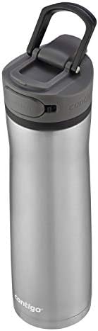Contigo Cortland Chill 2.0 Vacuum-Insulated Stainless Steel Water Bottle Spill-Proof Sip Technology Interchangeable Lid 24oz Steel/Licorice Perfect for Fitness Travel Everyday Use