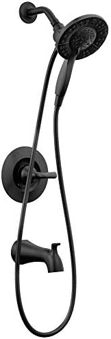 Delta Faucet Arvo 14 Series Single-Handle Tub and Shower Trim Kit, Shower Faucet with 4-Spray In2ition 2-in-1 Dual Hand Held Shower Head with Hose, Matte Black 144840-BL-I (Valve Included)