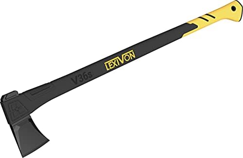 LEXIVON Wood Splitting Axe, Hatchet for Camping 36" - Ideal for Chopping, Tree-Felling and Firewood | Grade-A Carbon Steel, Fiberglass Handle & Ergonomic Grip | Protective Sheath Included (LX-V36S)