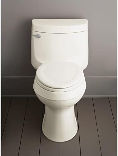 KOHLER Stonewood Quiet-Close Elongated Toilet Seat, Slow Close Design, Durable Wood, Easy Installation, Universal Fit, White Finish, K-20466-0