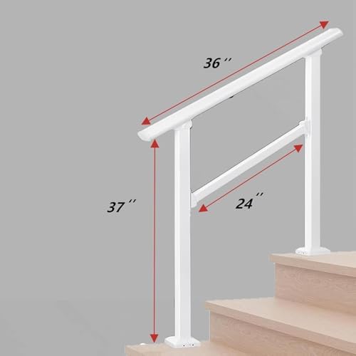 Hand Rails for Outdoor Steps,3 Step Stair Handrail & Indoor Stair Railing Kit๏ผMetty Metal Railings for Outdoor Steps and Hand Rails for Seniors for Porch Railing