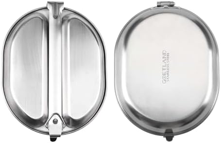 Goetland 304 Stainless Steel US Military Mess Kit Plate Set GI Type Outdoor Camping Hiking Picnic BBQ Beach