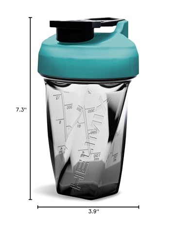 HELIMIX 1.5 Vortex Blender Shaker Bottle Holds Upto 20oz | No Blending Ball or Whisk | USA Made | Portable Pre Workout Whey Protein Drink Shaker Cup | Mixes Cocktails Smoothies Shakes | Top Rack Safe