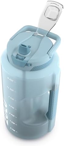 ZULU Goals Large Water Bottle Jug with Time Marker & Handle for All Day Hydration | Silicone Soft Straw with Locking Leak-Proof Lid | For Gym, Camping, Workout, and Outdoors | BPA-Free | 64oz, 128oz