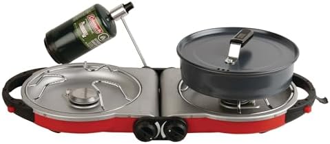 Coleman Fold ‘N Go 2-Burner Propane Stove, Dual Adjustable Burners with 20,000 BTUs of Power & InstaStart Ignition
