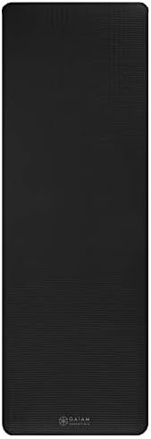 Gaiam Essentials Thick Yoga Mat Fitness & Exercise Mat with Easy-Cinch Yoga Mat Carrier Strap, 72"L x 24"W x 2/5 Inch Thick