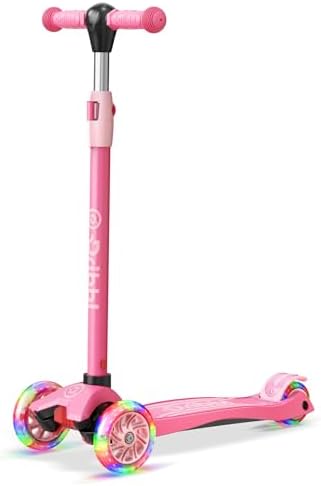 3-Wheel Kids Scooter - Lean-to-Steer Technology, Adjustable Height Handlebar, Wide Anti-Slip Deck, Scooter for Boys & Girls Ages 3+, Child Safety Approved, Support Riders Up to 165 lbs, Pink