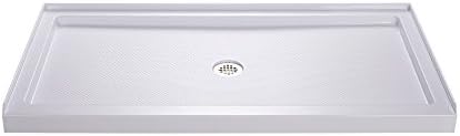 DreamLine SlimLine 32 in. D x 54 in. W x 2 3/4 in. H Center Drain Single Threshold Shower Base in White, DLT-1132540