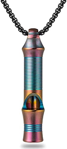 TISUR Titanium Emergency Whistle,EDC Safety Whistles Necklace Loud up to 120db,Survival Whistles for Survival,Hiking,Camping,Pets Training