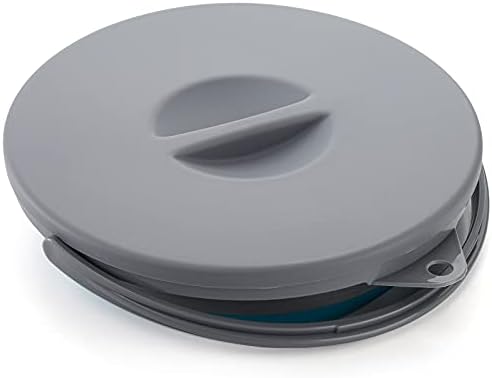 Bekith 2 Pack Collapsible Plastic Bucket with Locking Lid, 5L / 1.32 Gallon Foldable Round Tub Portable Fishing Water Pail for Hiking, Backpacking, Camping and Outdoor Survival (Blue, Gray)