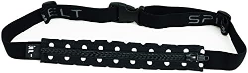 SPIbelt Original Pocket Running Belt for Women Men, Phone Holder for Running, Running Fanny Pack, Holder for Phone, Running Waist Pack, Expandable, Adjustable. Black White Polka Dot/Black Zipper