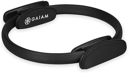 Gaiam Pilates Ring Fitness Circle - Lightweight & Durable Foam Padded Handles, Flexible Resistance Exercise Equipment for Toning Arms, Thighs/Legs & Core