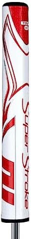 SuperStroke Zenergy Tour 3.0 Golf Putter Grip with No Taper Enhanced SPYNE Technology, New Multi-Zone Texturing and Tech-Port, White/Red