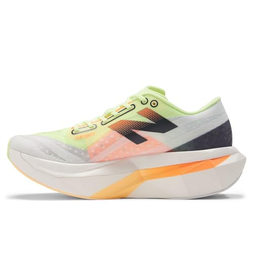New Balance Women's FuelCell SuperComp Elite V4 Running Shoe, White/Bleached Lime Glo/Hot Mango, 10 Wide