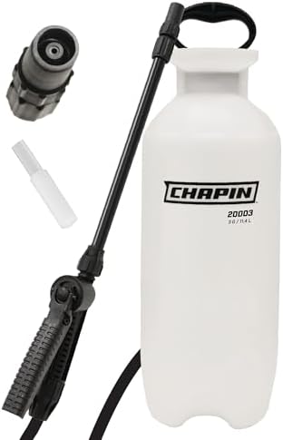 Chapin 20003 Made in USA 3-Gallon Lawn and Garden Pump Pressured Sprayer, for Spraying Plants, Garden Watering, Lawns, Weeds and Pests, Translucent White