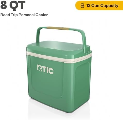 RTIC 8 QT Road Trip Personal Cooler, Small, Compact, Insulated, Portable Ice Chest Box for Food, Drink, Beverage, Beach, Camping, Picnic, Fishing, Boat, 12-Can Capacity