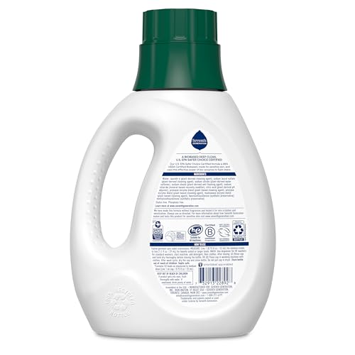 Seventh Generation Concentrated Laundry Detergent Liquid Free & Clear Fragrance Free 40 Fl Oz (Pack of 2)