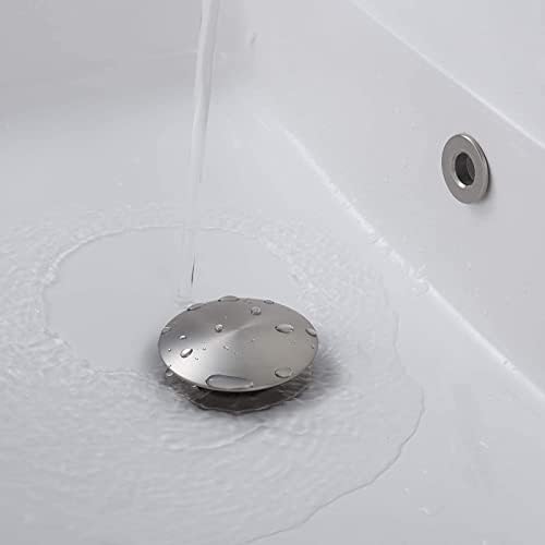 Bathroom Sink Drain,2 Pack Drain Stopper Bathroom Sink Without Overflow,Pop Up Drain Assembly with Detachable Strainer Basket,Built-in Anti-Clogging Strainer,Stainless Steel Brushed Nickel