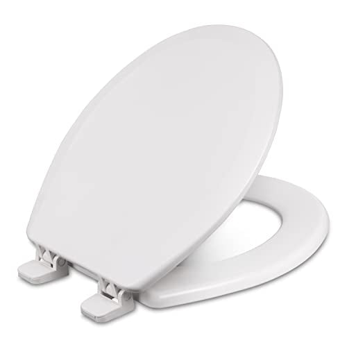 Centoco Wooden Toilet Seat Round, Closed Front with Cover, Residential, Made in the USA, 700-001, White