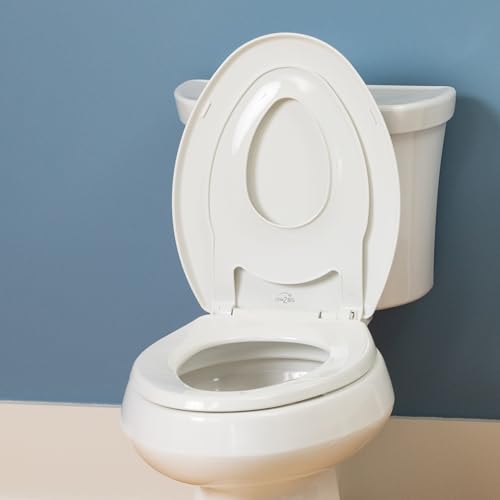 Little2Big Toilet Seat with Built-In Toddler Potty Training Seat, Slow Close, Easy to Install, Made in USA, ELONGATED, White