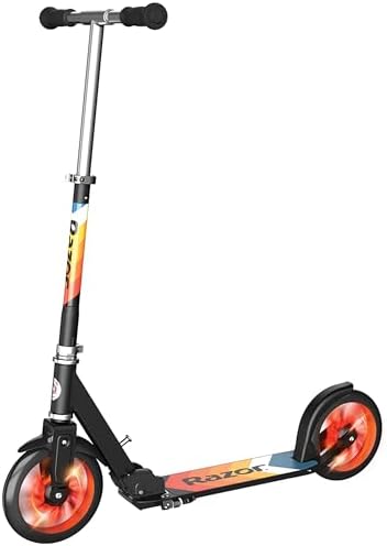Razor A5 Lux Kick Scooter for Kids Ages 8+ - 8" Urethane Wheels, Anodized Finish Featuring Bold Colors and Graphics, for Riders up to 220 lbs