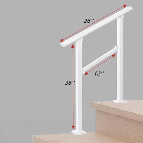 Hand Rails for Outdoor Steps,3 Step Stair Handrail & Indoor Stair Railing Kit๏ผWhite Railings for Outdoor Steps and Hand Rails for Seniors for Porch๏ผ2 Step White๏ผ