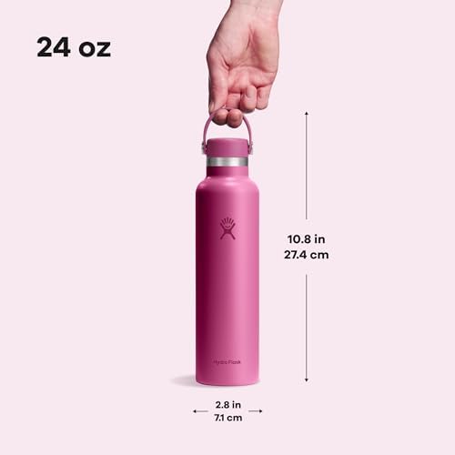 Hydro Flask Stainless Steel Standard Mouth Water Bottle with Flex Cap and Double-Wall Vacuum Insulation