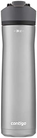 Contigo Cortland Chill 2.0 Vacuum-Insulated Stainless Steel Water Bottle Spill-Proof Sip Technology Interchangeable Lid 24oz Steel/Licorice Perfect for Fitness Travel Everyday Use