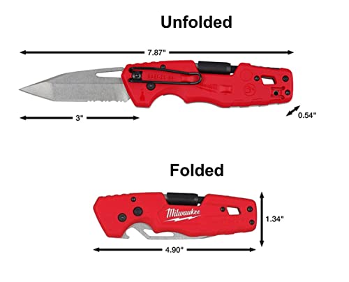 MILWAUKEE Fastback Folding Utility Knife w/Blade Multifunctionality, Red-black