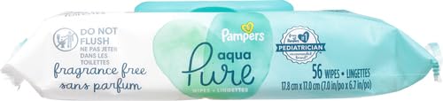 Pampers Baby Wipes Aqua Pure, 99% water-based wipes, Hypoallergenic and Unscented Infant Wipe, 448 Total (8 Flip-Top Packs)