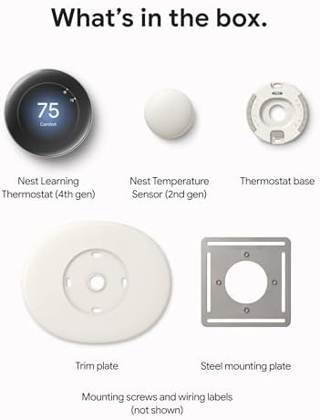 Google Nest Learning Thermostat (4th Gen, 2024) with Nest Temperature Sensor - Energy Saving Smart Thermostat with Adaptive Eco - Works with Alexa and Google Home App - Polished Obsidian
