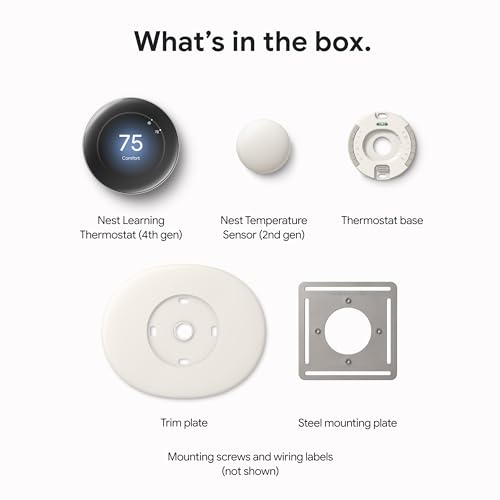 Google Nest Learning Thermostat (4th gen) + Nest Temperature Sensor (2nd gen) - Obsidian