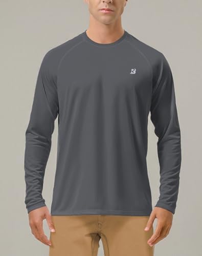 Roadbox Mens UPF 50+ UV Sun Protection Shirts Outdoor Long Sleeve SPF Rash Guard for Fishing Hiking Swimming Running