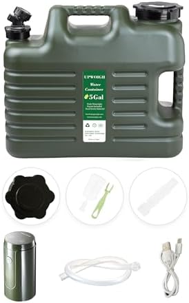 UPWOIGH Portable 5 Gallon Water Jug with Automatic Touch Control Pump,Truly No Leakage Water Container with Spigot,Type-C Rechargeable Military Green Water Pump Gear for Outdoors Camping Hiking