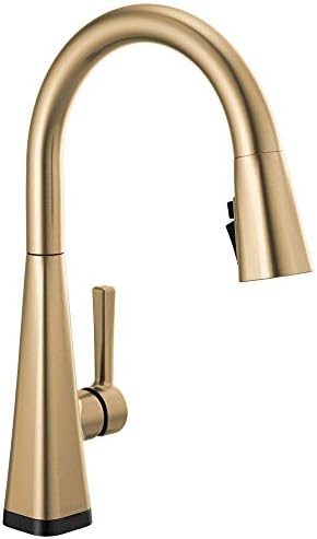 Delta Faucet Lenta Gold Kitchen Faucet Touch, Touch Kitchen Faucets with Pull Down Sprayer, Kitchen Sink Faucet, Faucet for Kitchen Sink, Touch2O Technology, Champagne Bronze 19802TZ-CZ-DST