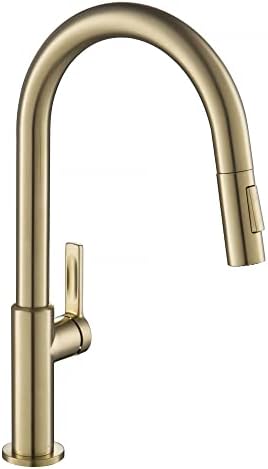 KRAUS Oletto Single Handle Pull Down Kitchen Faucet in Spot Free Antique Champagne Bronze, KPF-2820SFACB