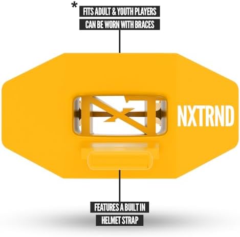 Nxtrnd Two Football Mouth Guard, Football Mouthpiece with Strap, Fits Adult & Youth (Yellow)