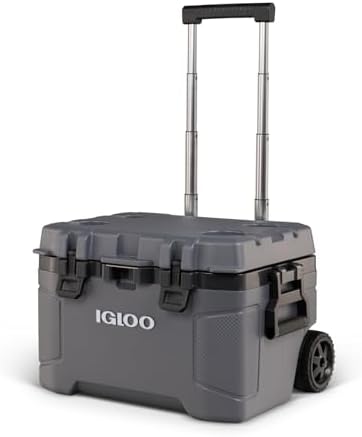 Igloo Trailmate 52Qt Wheeled Cooler, Insulated Hard Shell Ice Chest, Carbonite