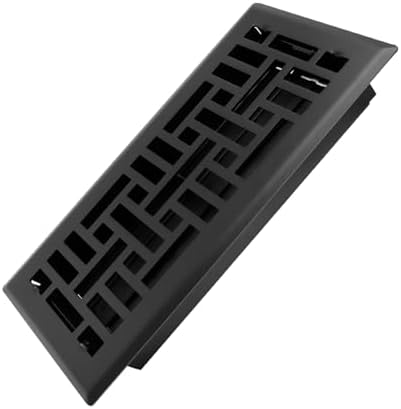 4x10 Inches Heavy Duty Walkable Floor Register Easy Adjust Air Supply Lever Floor Vents - Seattle Design - Vent Cover for Home Floor - Matte Black