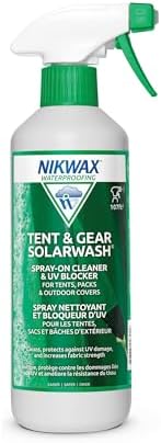 Nikwax Tent & Gear SolarWash, Cleaning, Waterproofing and UV Protector, Cleaner, Maintenance, Restores DWR Water Repellency on Outdoor Gear, Rain Fly, Canvas, Covers, Tarps, Backpacks, Accessories