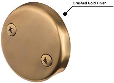 Artiwell Tip-Toe Bathtub Drains Trim Set with Two-Hole Overflow Faceplate, Replacement Bath Drain Trim Kit with 2-Hole Overflow Faceplate and Universal Fine/Coarse Thread (Brushed Gold)