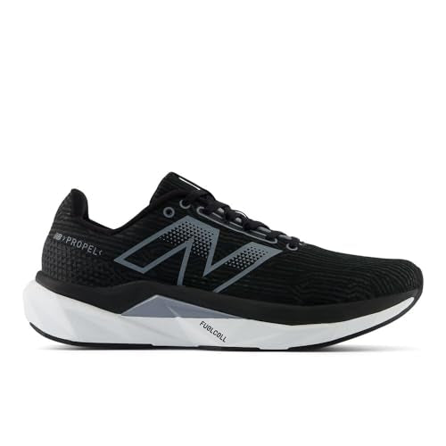New Balance Men's FuelCell Propel V5 Running Shoe, Black/White/Steel, 11.5 Wide